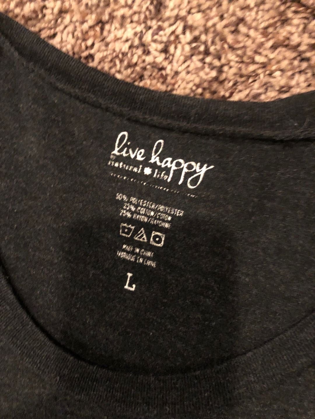Live Happy T-Shirt Size L Black Graphic Tee 3