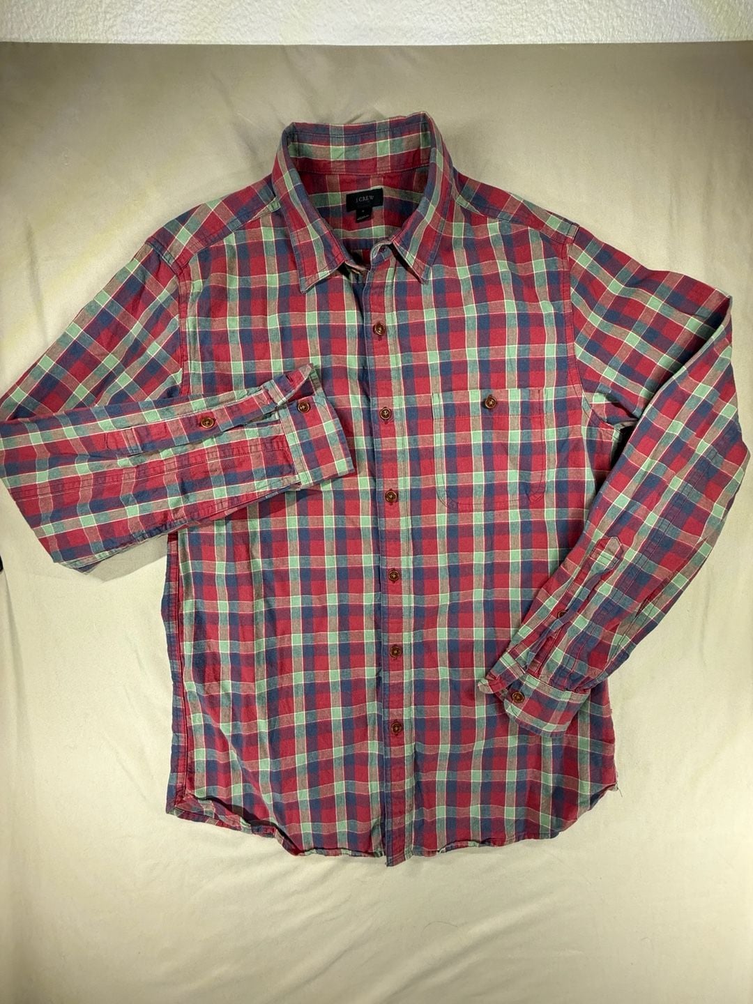 J.Crew Plaid Button-Down Shirt Size S Red Green Blue Long Sleeve 2