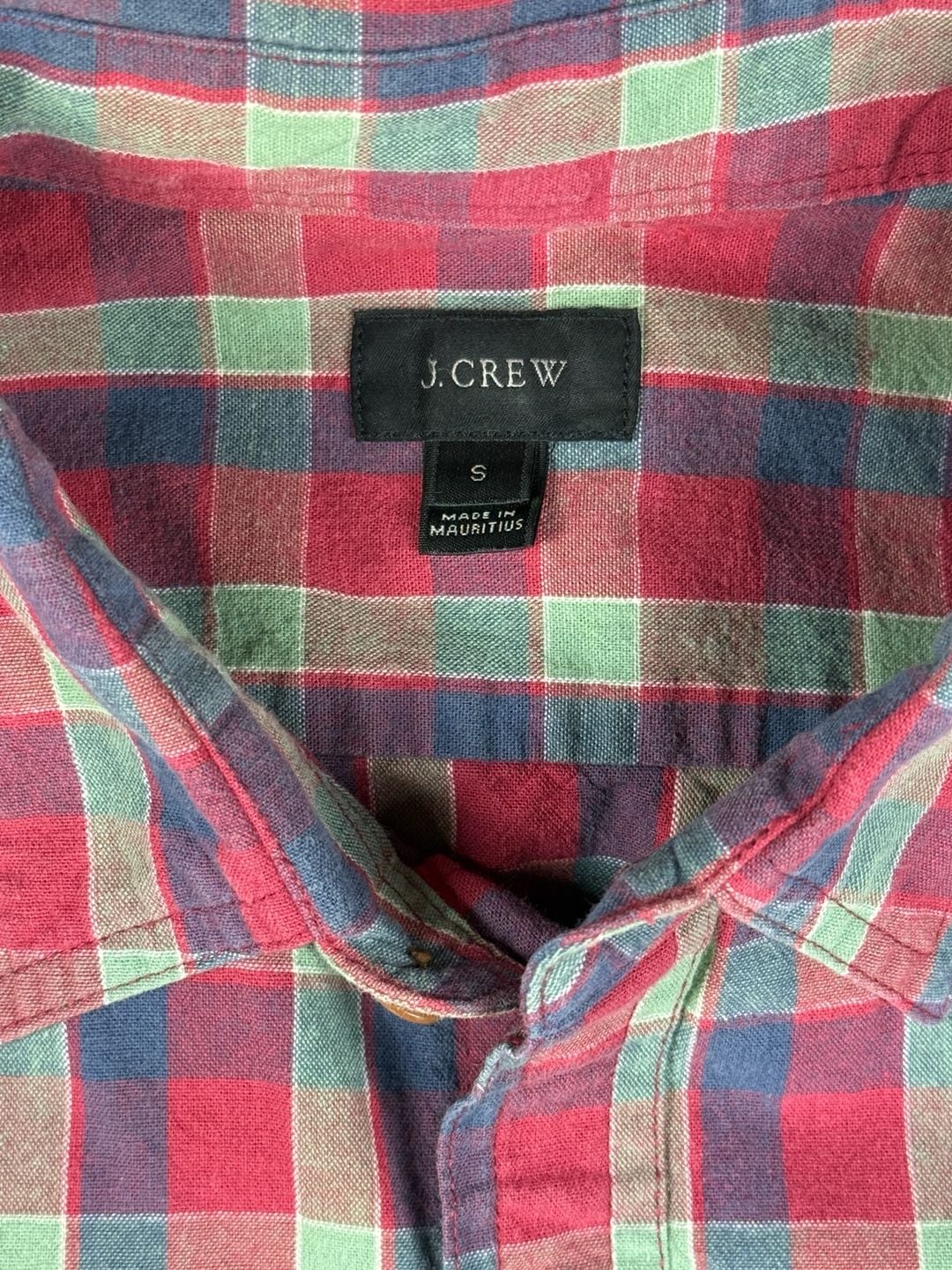 J.Crew Plaid Button-Down Shirt Size S Red Green Blue Long Sleeve 3