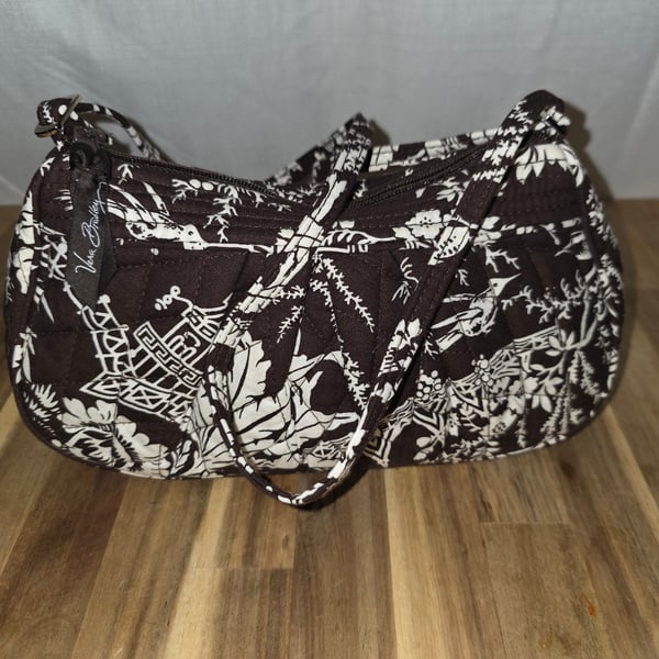 Vera Bradley Quilted Shoulder Bag Brown White Floral