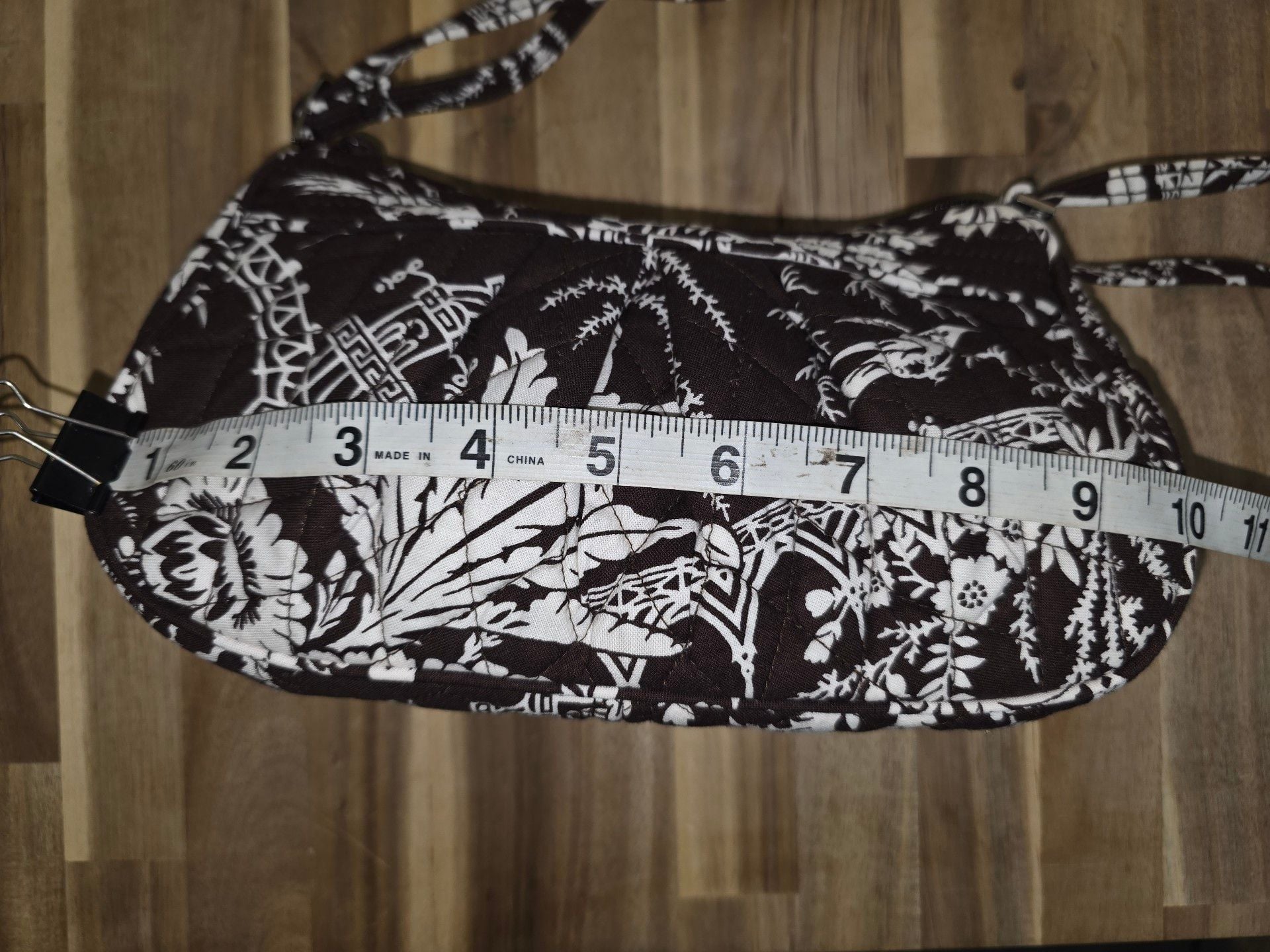 Vera Bradley Quilted Shoulder Bag Brown White Floral 7