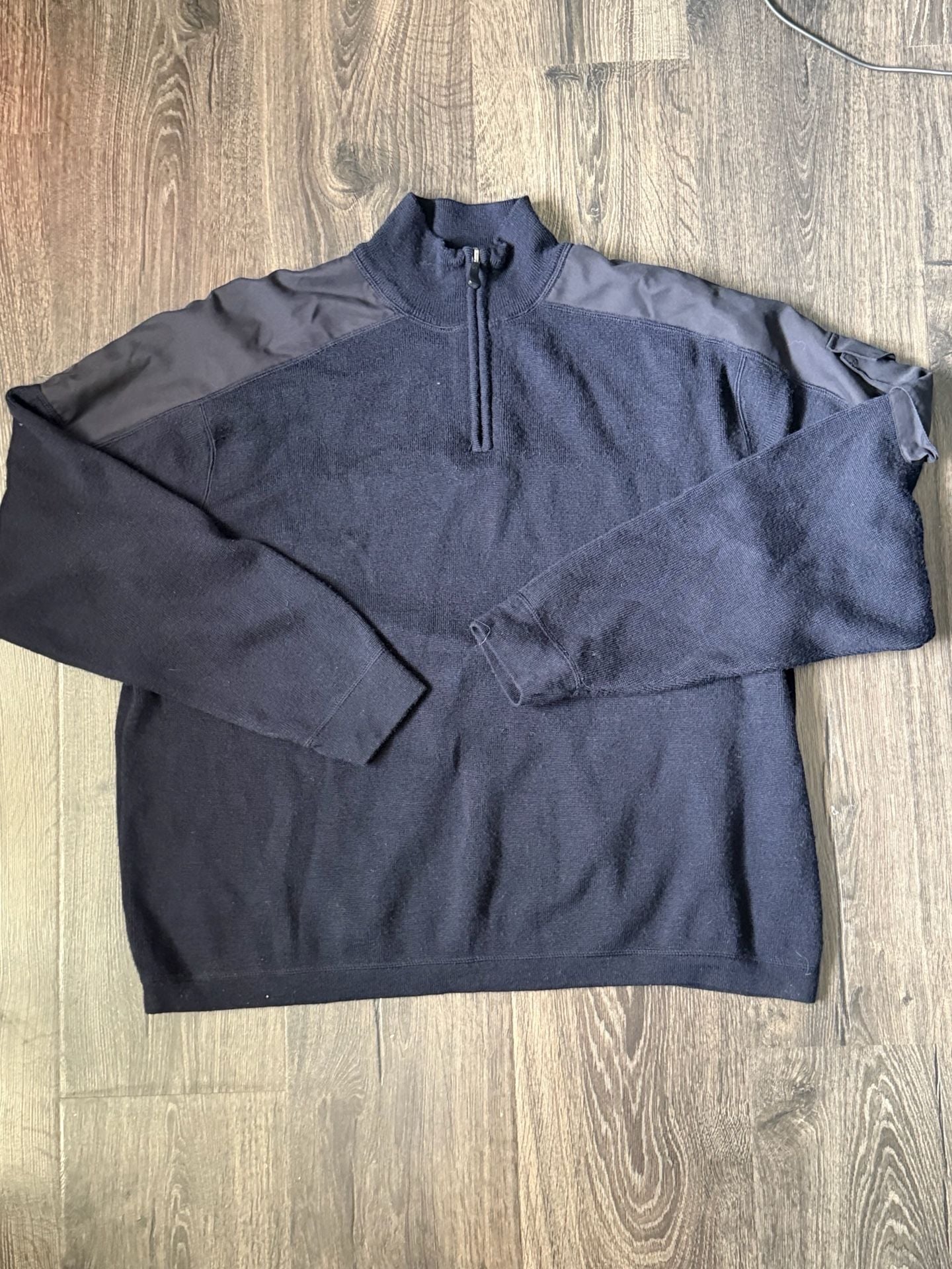 Orvis Charles F. Orvis Signature Collection 1/4 Zip Wool Sweater XL Navy Blue 2