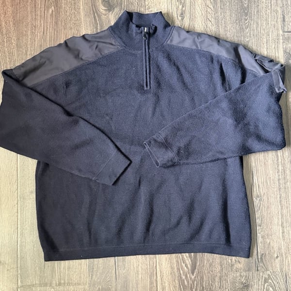Orvis Charles F. Orvis Signature Collection 1/4 Zip Wool Sweater XL Navy Blue
