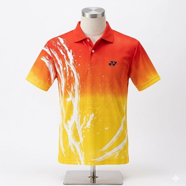Yonex Vintage Fullprint Abstract Badminton Polo Shirt Red Yellow Size L 1221