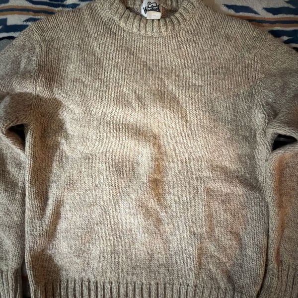 Woolrich Crewneck Sweater Tan Marled Chunky Knit