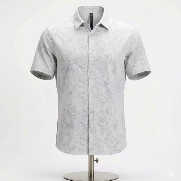 Lululemon Airing Easy Short Sleeve Button Down Shirt Abstract Print Grey XXL