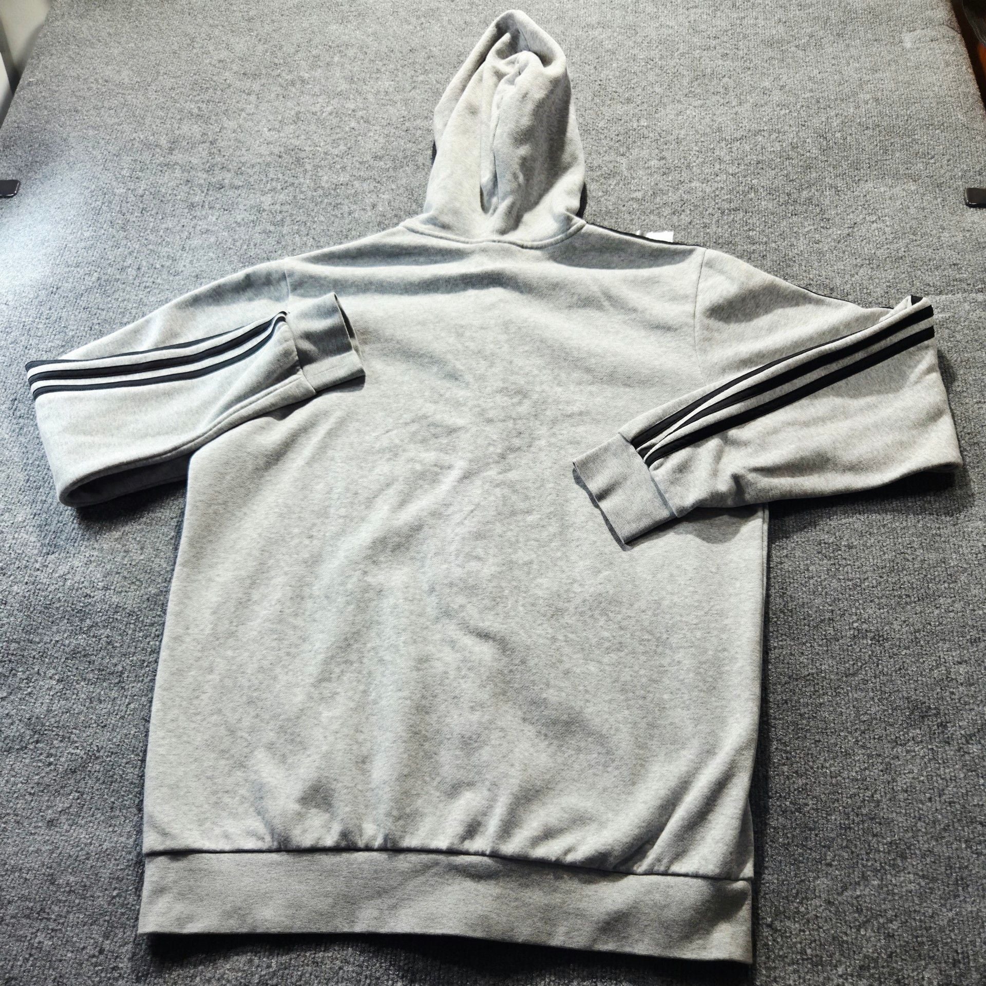 adidas Essentials Fleece 3-Stripes Full-Zip Hoodie - Grey Large  10