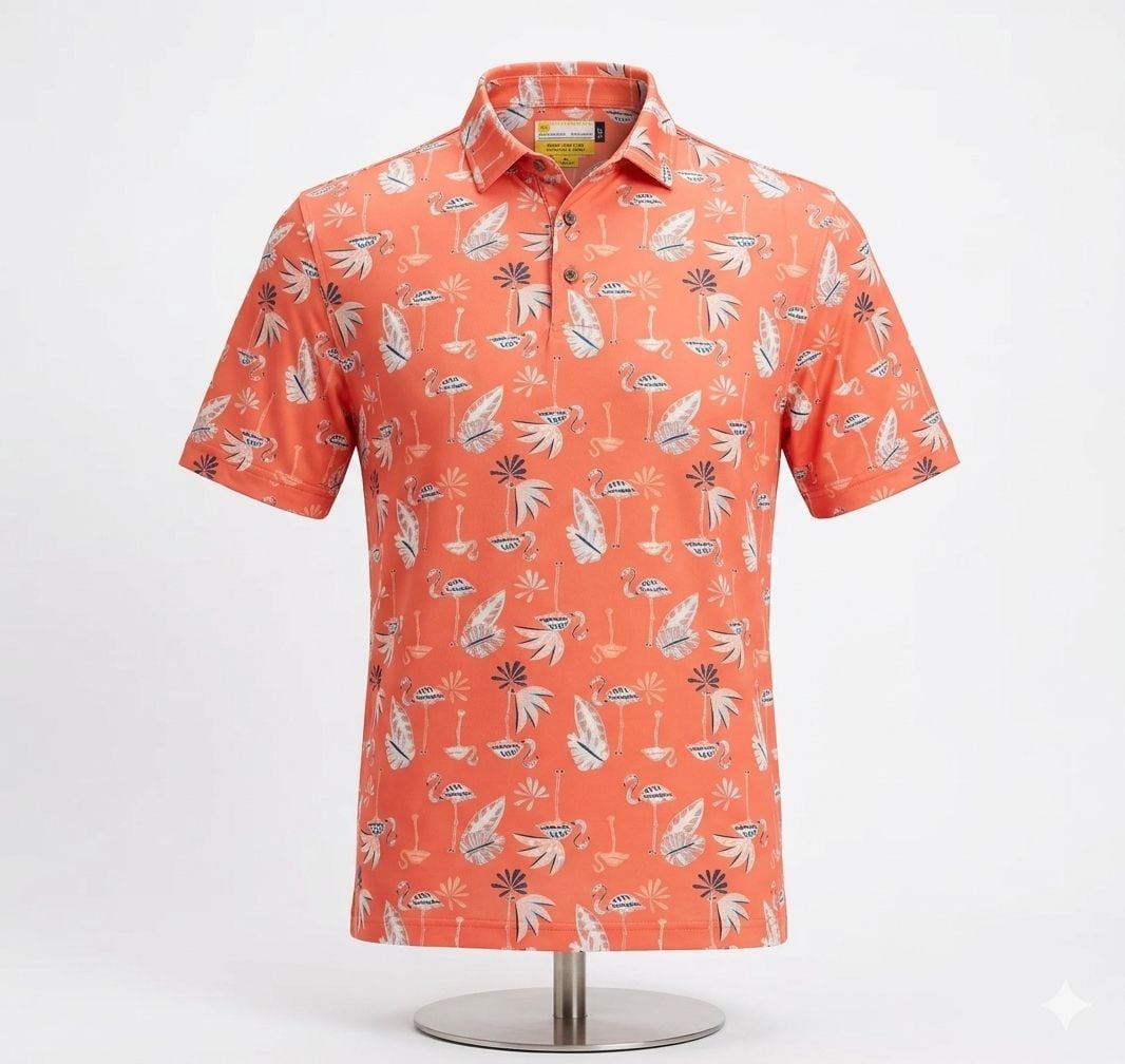 Jack Nicklaus Eco Choice Orange Flamingo Performance Golf Polo 2