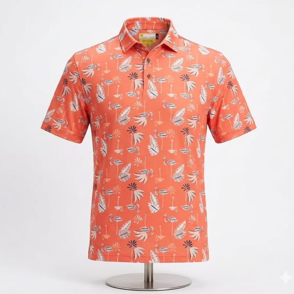 Jack Nicklaus Eco Choice Orange Flamingo Performance Golf Polo