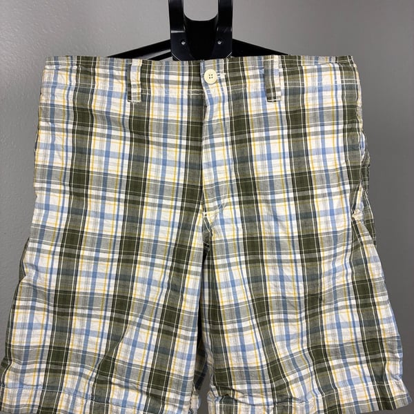 Mossimo Supply Co. Plaid Shorts Size 36 Green Blue Yellow Cotton