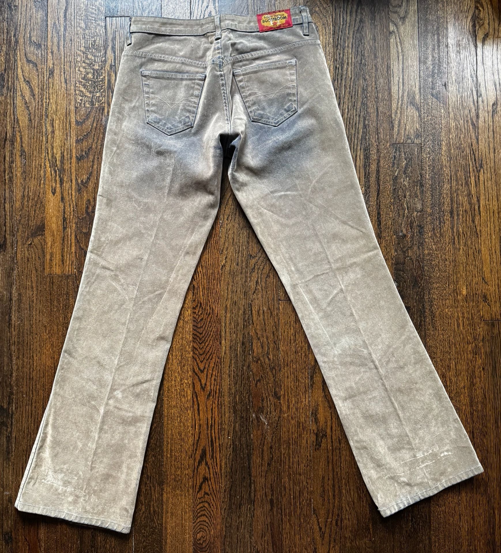 VINTAGE ‘00s Y2K-Era Boom Boom Jeanswear Tan Brown Velour-Like Flare Pants 9/10 4