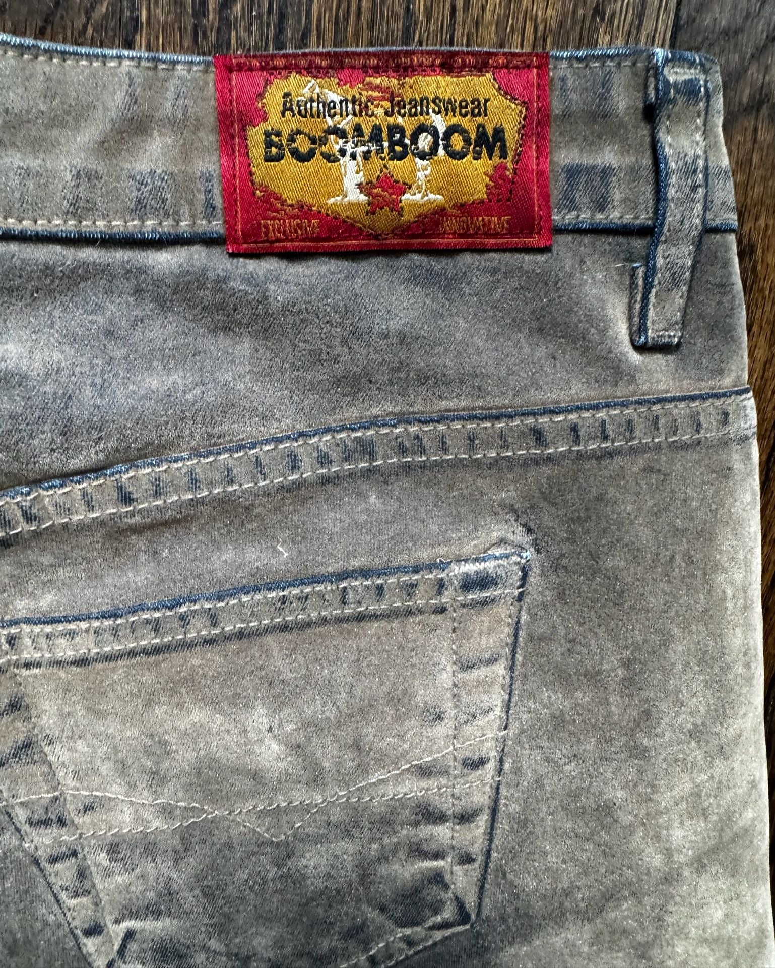 VINTAGE ‘00s Y2K-Era Boom Boom Jeanswear Tan Brown Velour-Like Flare Pants 9/10 12