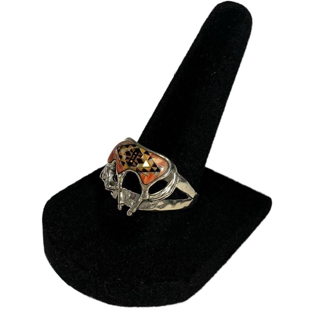 Vintage Sterling Silver Southwestern Multi-Stone Inlay Horse Ring Size 9 8