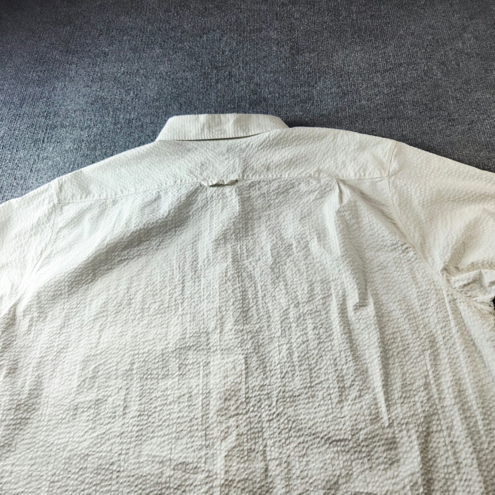 Nike Short Sleeve Seersucker Button Up Shirt Size 3XL Off White 9