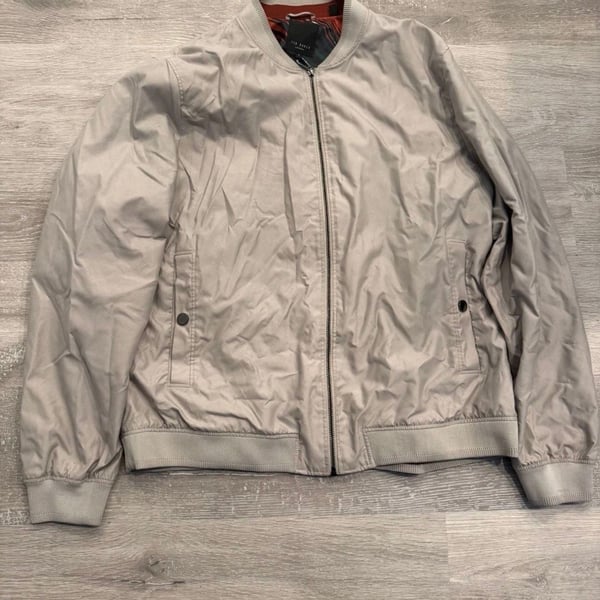 Ted Baker Bomber Jacket Size 7 Grey Floral Print Lining