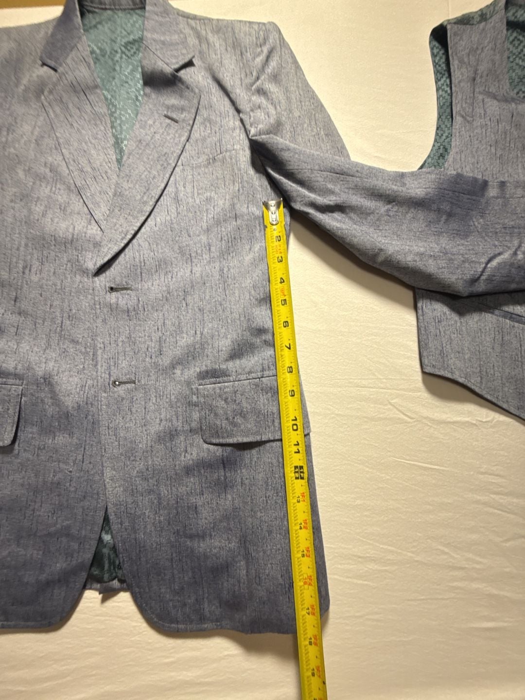 Vintage Suit Blazer Vest Set Grey Linen Texture 4