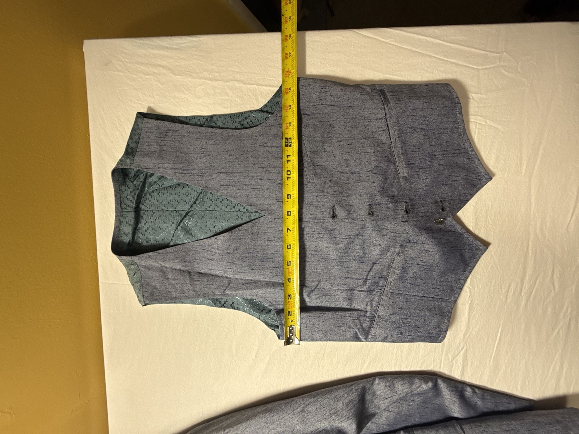 Vintage Suit Blazer Vest Set Grey Linen Texture 8