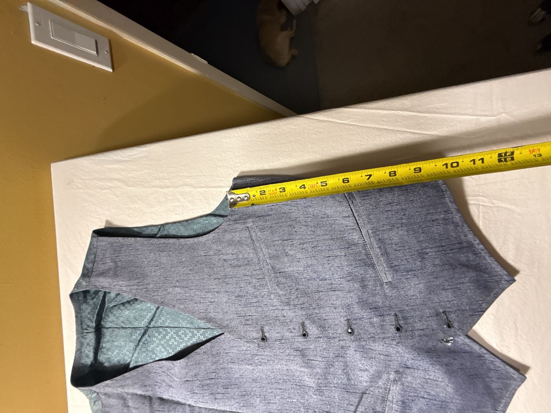 Vintage Suit Blazer Vest Set Grey Linen Texture 9