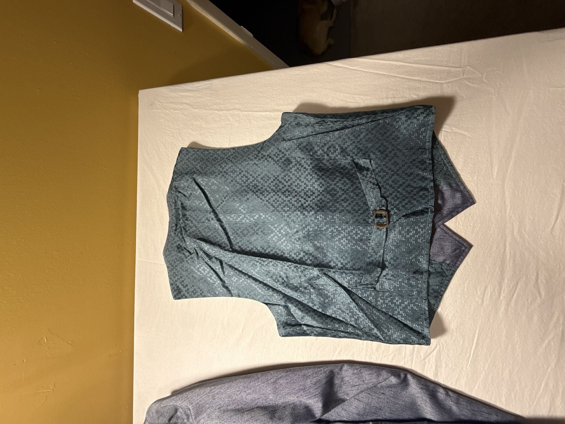 Vintage Suit Blazer Vest Set Grey Linen Texture 12