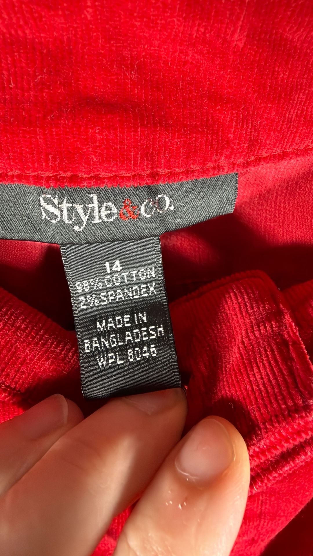 Style & Co Red Corduroy Bootcut Pants Stretch Size 14 4