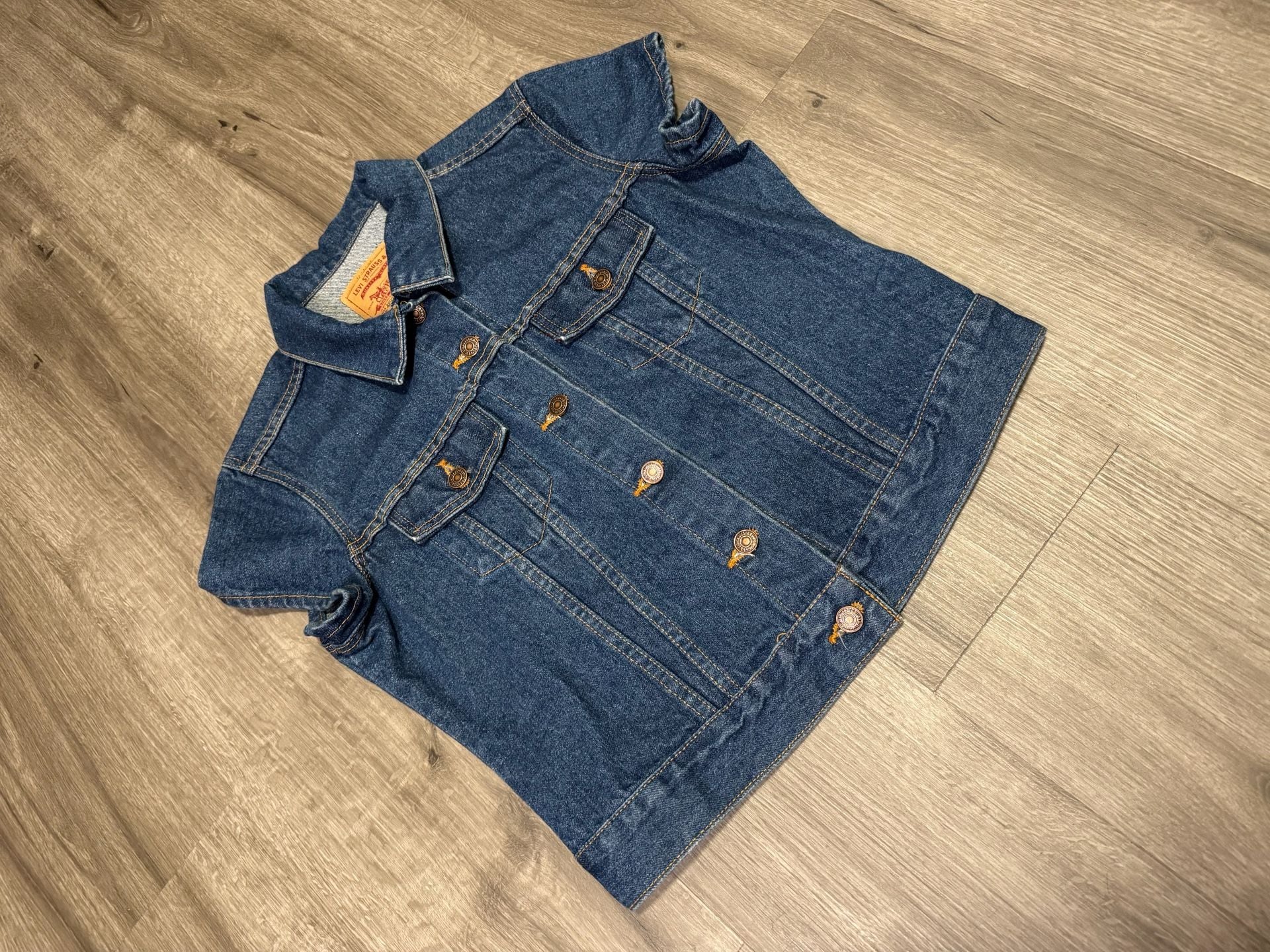 Vintage 90s Levi's Short Sleeve Denim Jacket Made in USA Blue Size Large 2