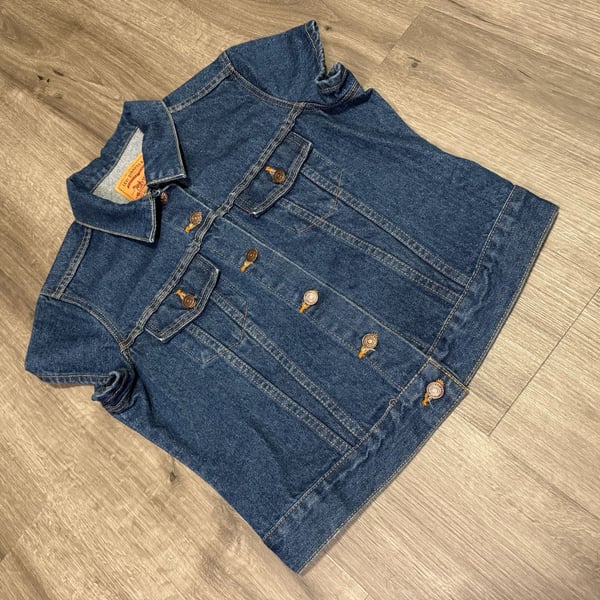 Vintage 90s Levi's Short Sleeve Denim Jacket Made in USA Blue Size Large