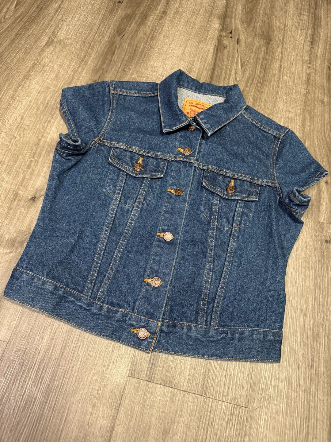 Vintage 90s Levi's Short Sleeve Denim Jacket Made in USA Blue Size Large 4