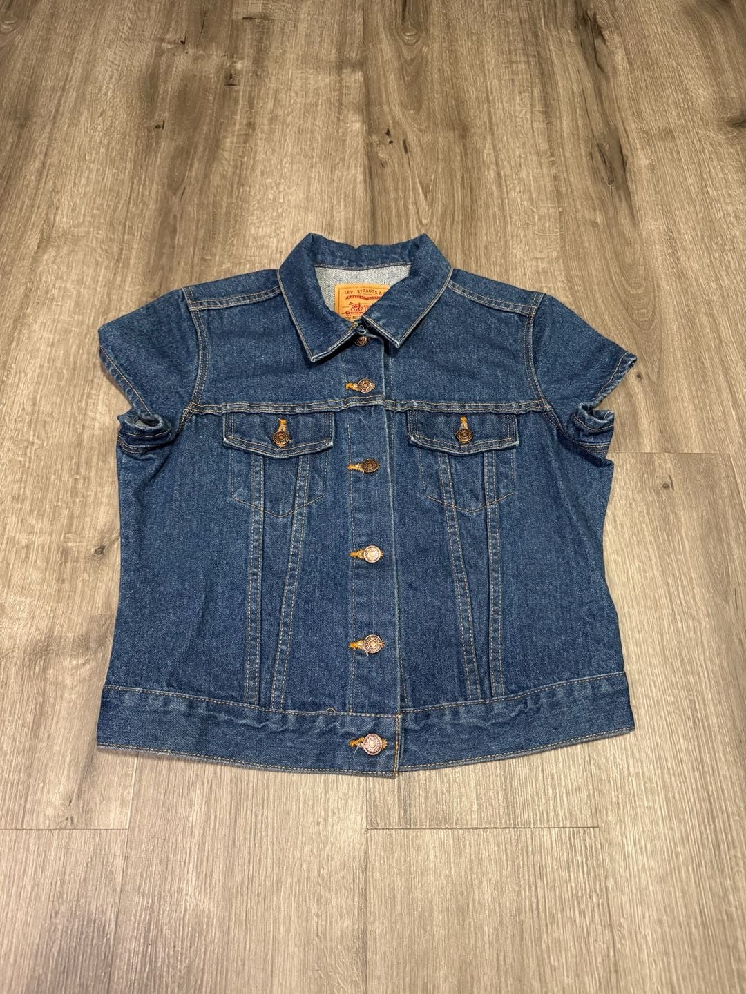 Vintage 90s Levi's Short Sleeve Denim Jacket Made in USA Blue Size Large 5