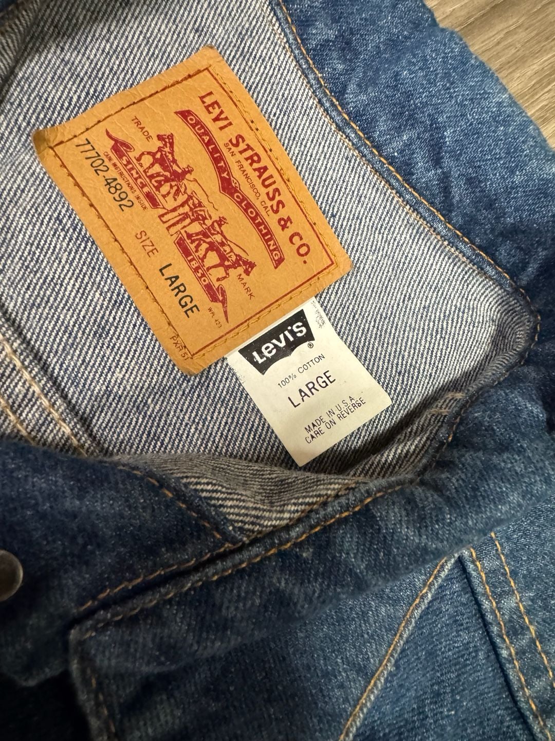 Vintage 90s Levi's Short Sleeve Denim Jacket Made in USA Blue Size Large 7