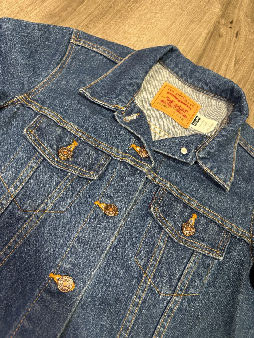 Vintage 90s Levi's Short Sleeve Denim Jacket Made in USA Blue Size Large 8