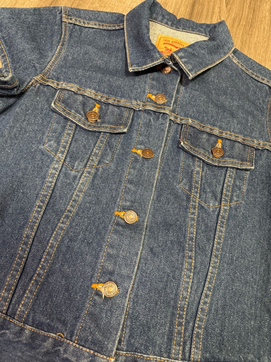 Vintage 90s Levi's Short Sleeve Denim Jacket Made in USA Blue Size Large 10