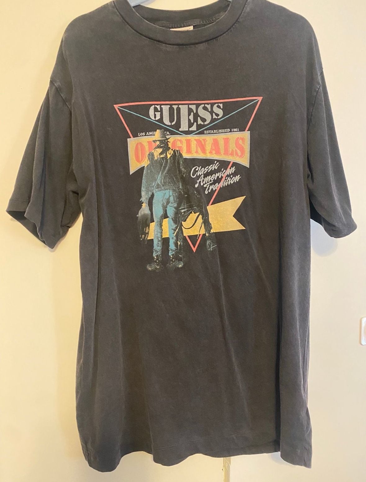 Guess Originals Classic American Tradition Graphic T-Shirt Size S/P Black Cotton 2