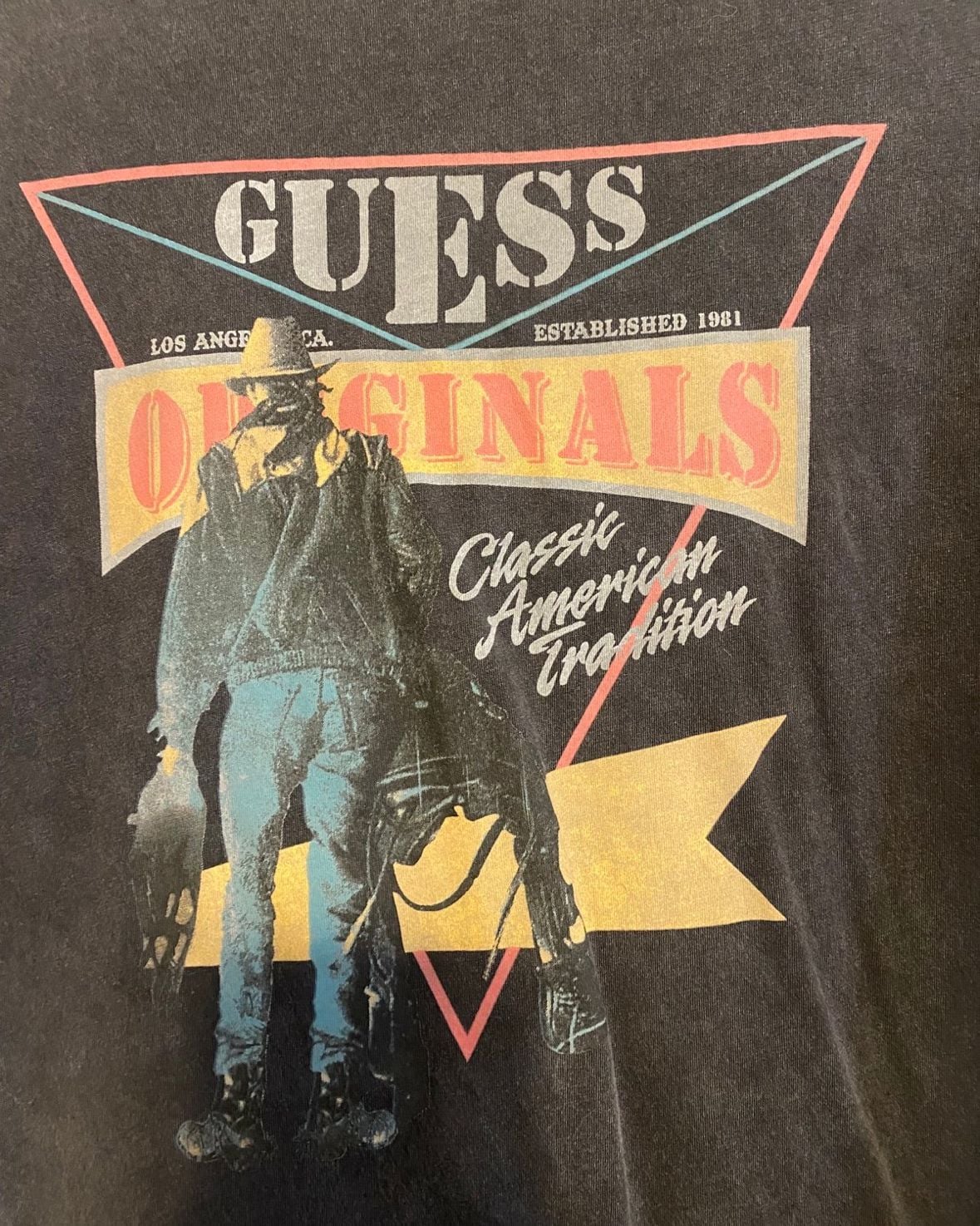 Guess Originals Classic American Tradition Graphic T-Shirt Size S/P Black Cotton 3