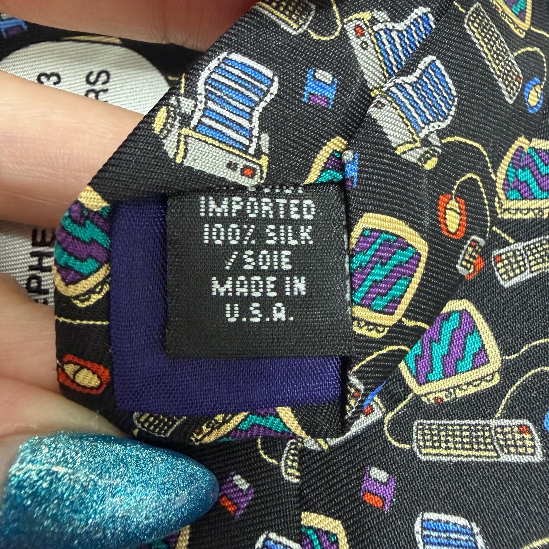 Save the Children Silk Necktie Black Computer Theme 100% Silk 3