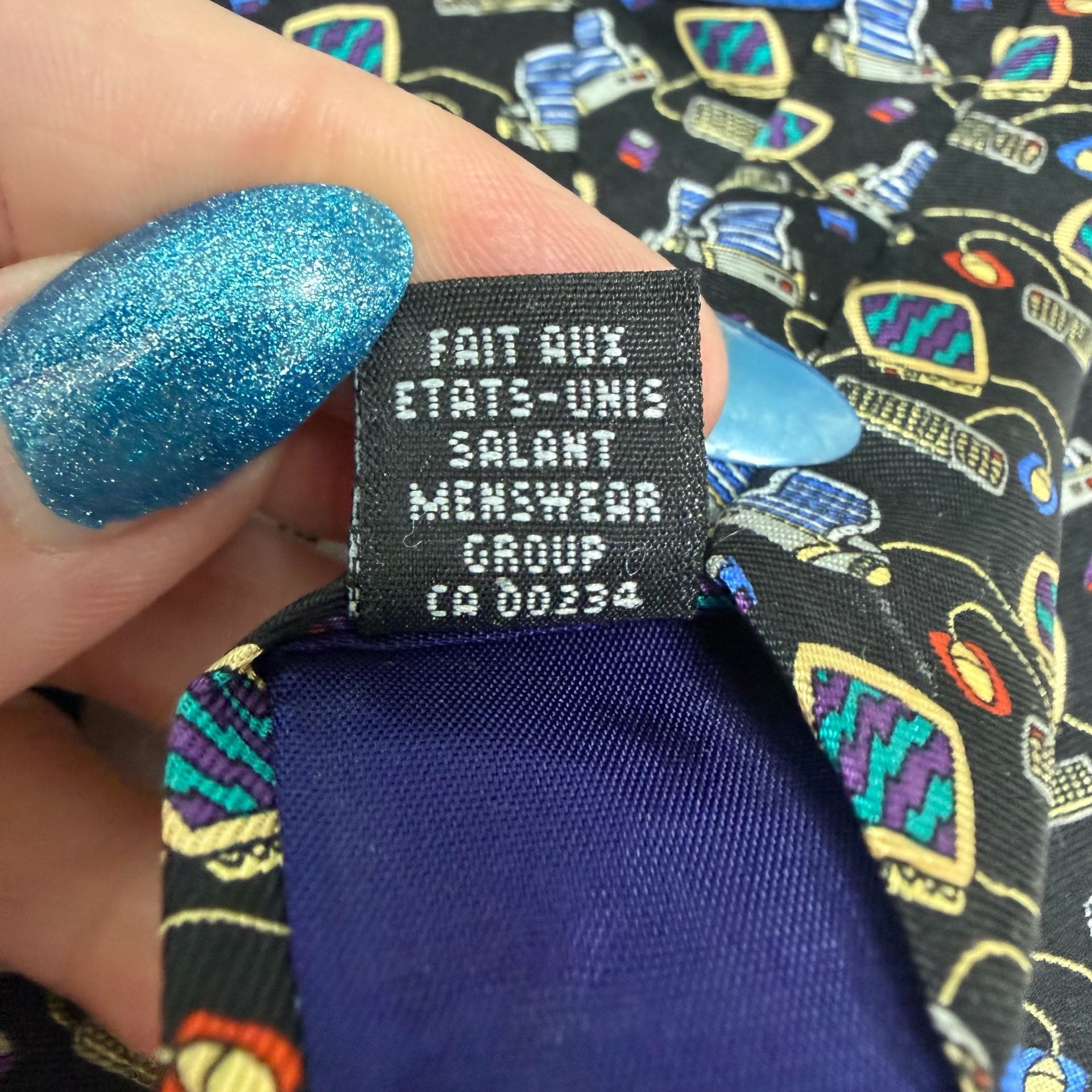 Save the Children Silk Necktie Black Computer Theme 100% Silk 4