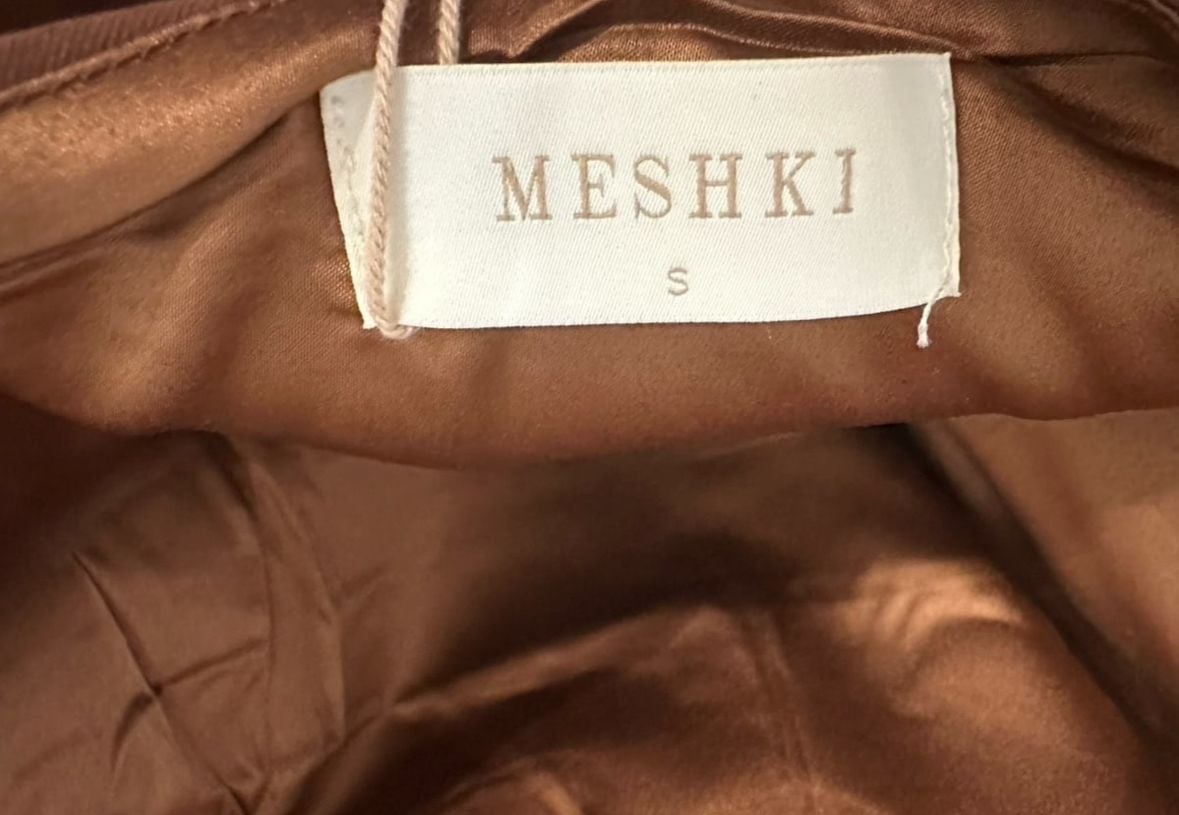 Meshki Letitia Suiting Halter Top With Buckle Size S Wood 3