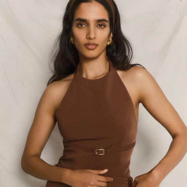 Meshki Letitia Suiting Halter Top With Buckle Size S Wood
