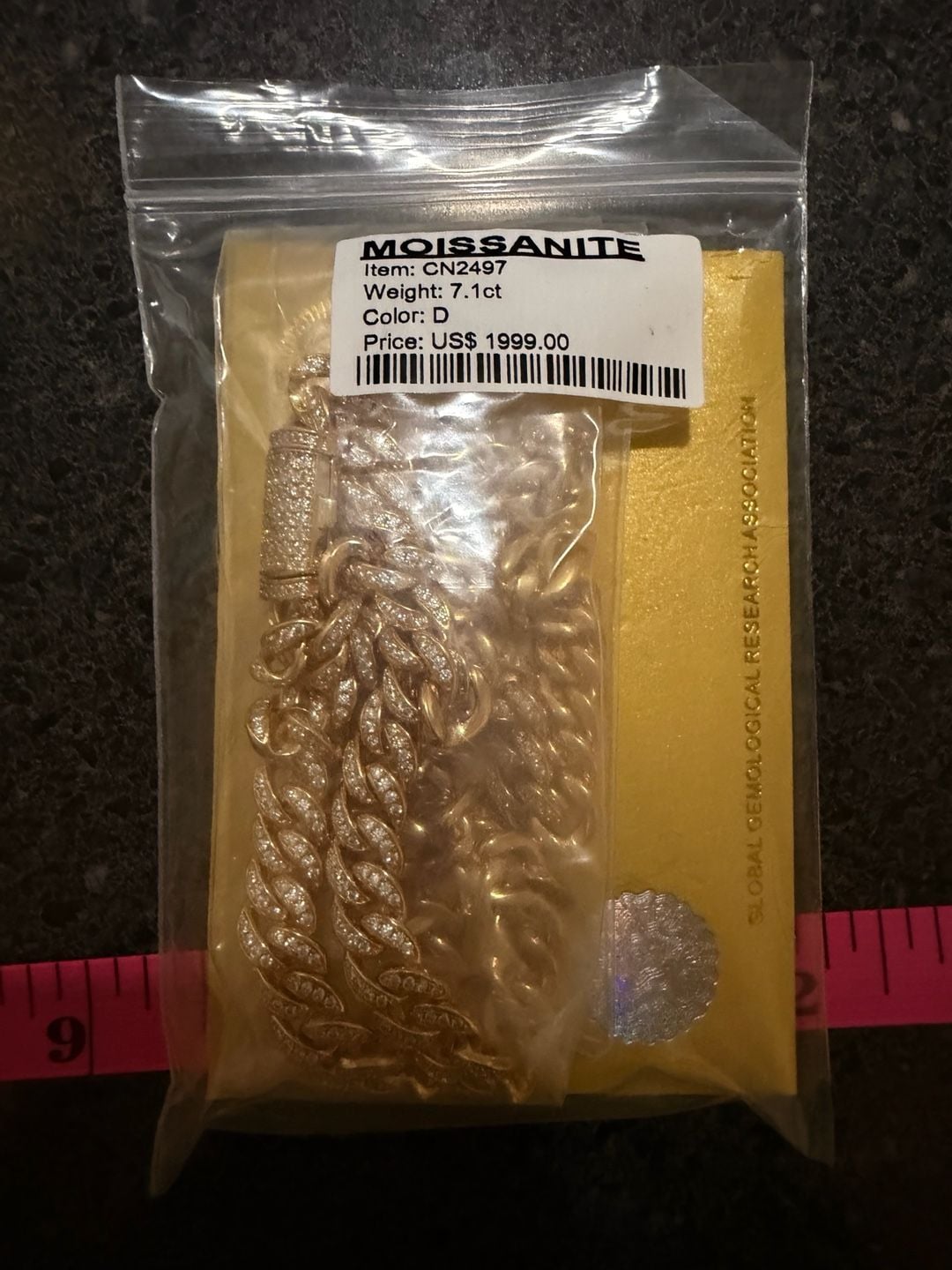 GRA Moissanite Miami Cuban Link Chain Size 21 inch Gold Plated 8mm 8
