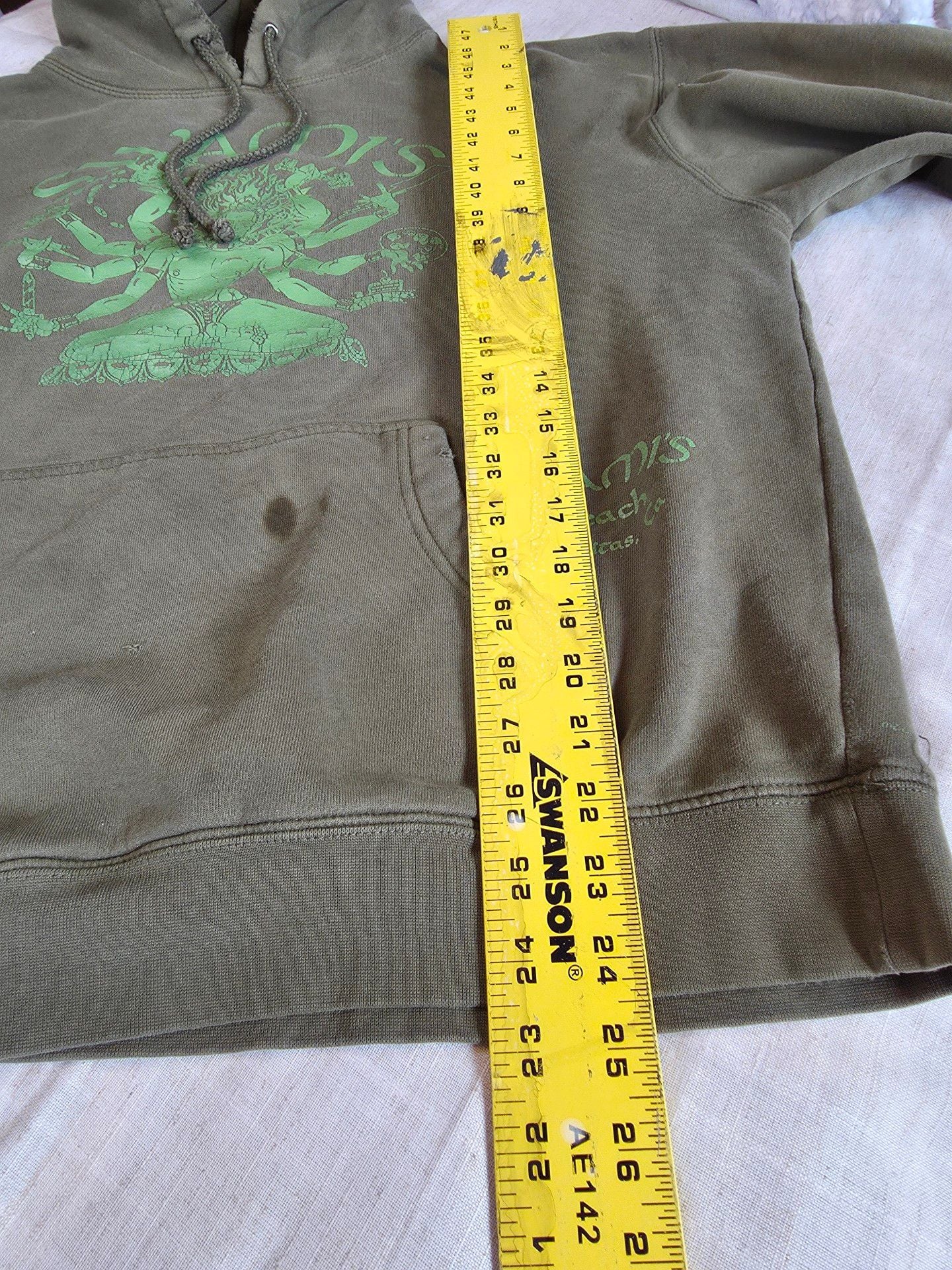 Swamis Graphic Hoodie Olive Green Pullover 11