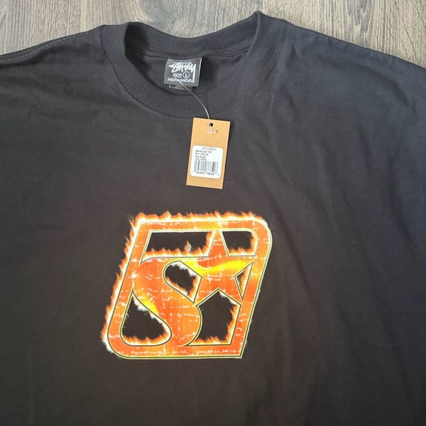Stüssy Blaze Tee Size L Black Graphic T-Shirt