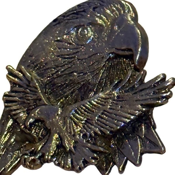 Vintage EGE Eagle Head Pewter Lapel Pin