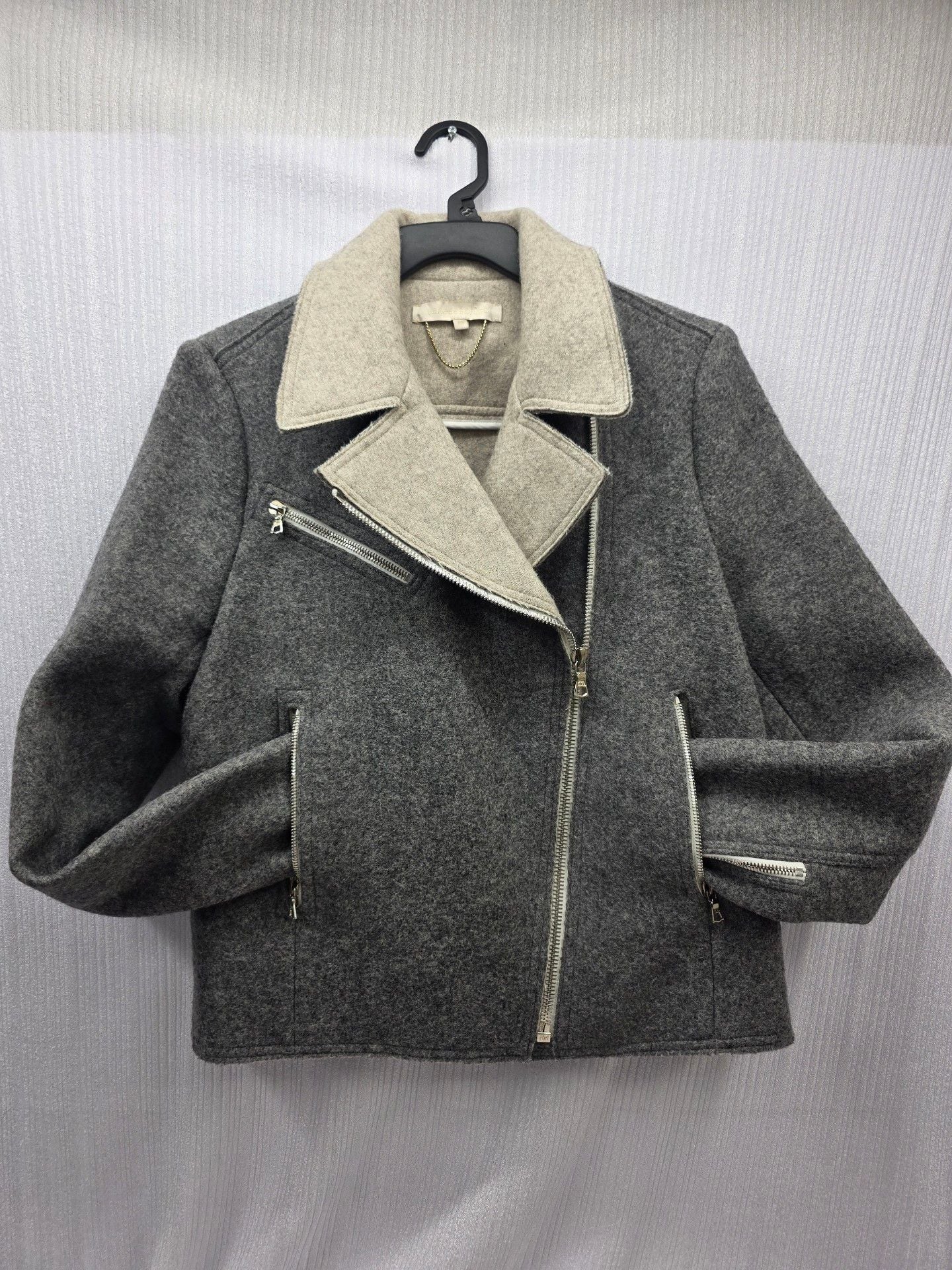 VANESSA BRUNO JACKET grey wool flannel lace up back fr40 UK12 2