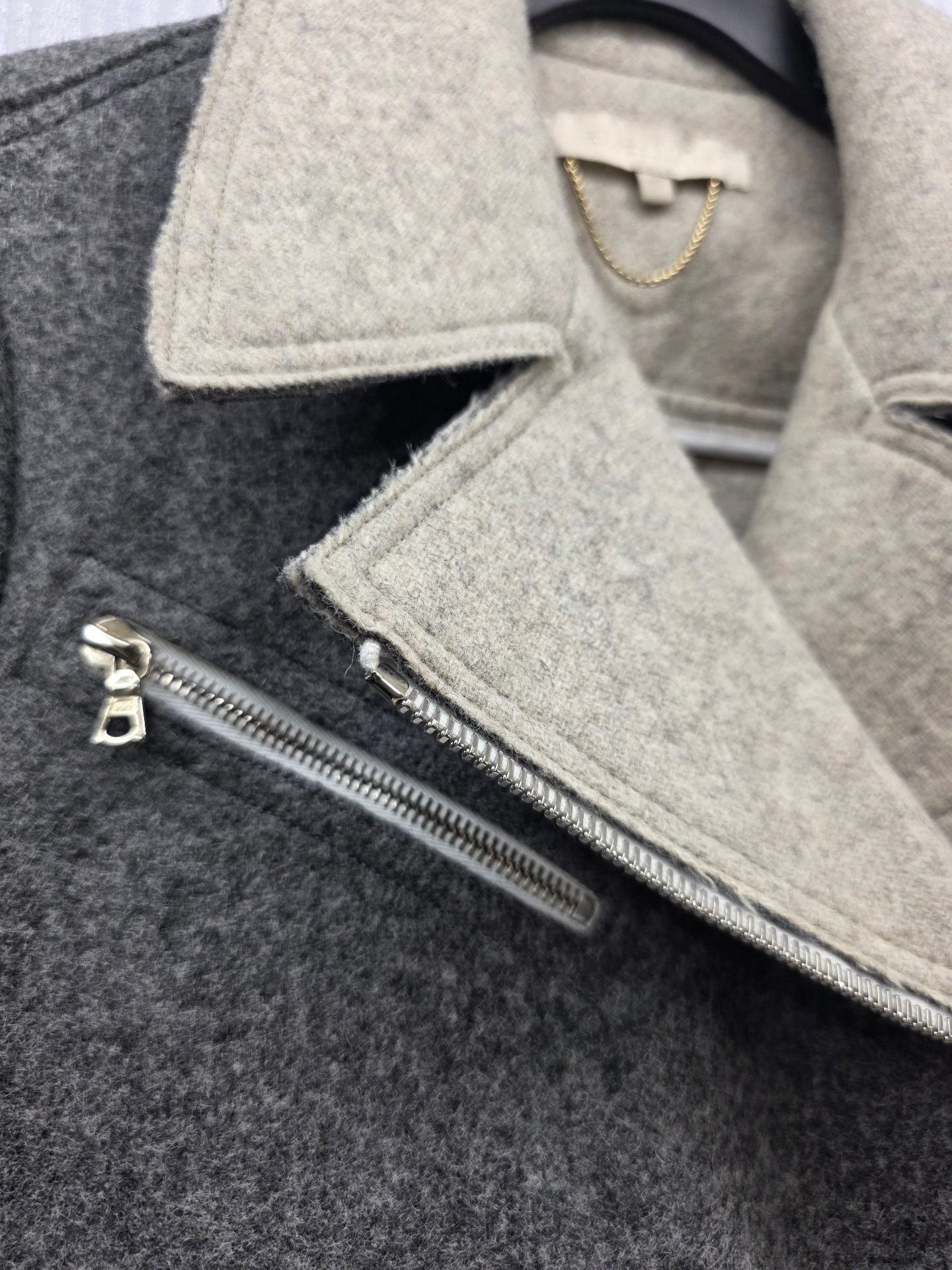 VANESSA BRUNO JACKET grey wool flannel lace up back fr40 UK12 7