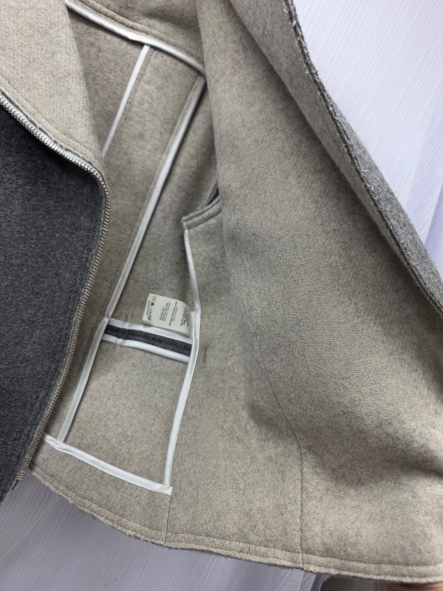 VANESSA BRUNO JACKET grey wool flannel lace up back fr40 UK12 13