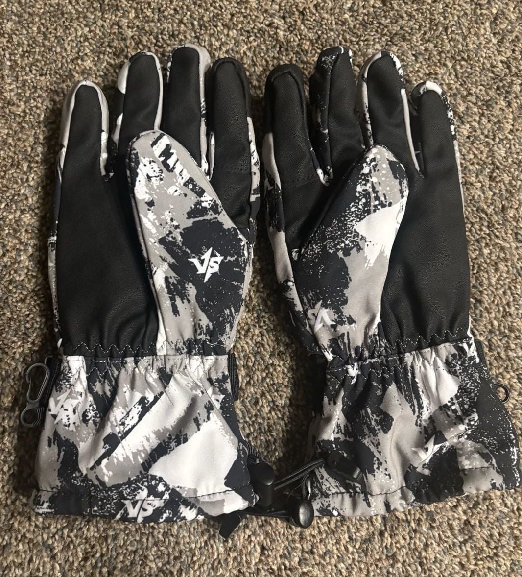 Ski Gloves Black White Camo Waterproof Winter Thermal 4