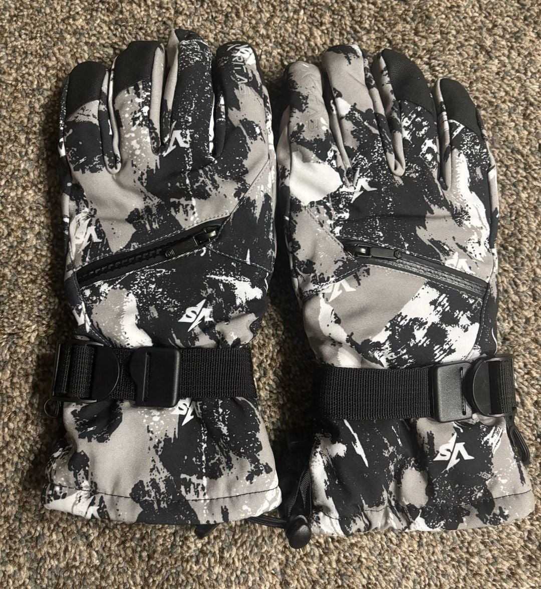 Ski Gloves Black White Camo Waterproof Winter Thermal 2