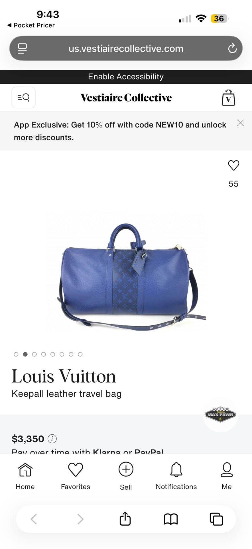 Louis Vuitton *RARE* Louis Vuitton Keepall Bandouliere 50 Racing Blue 1