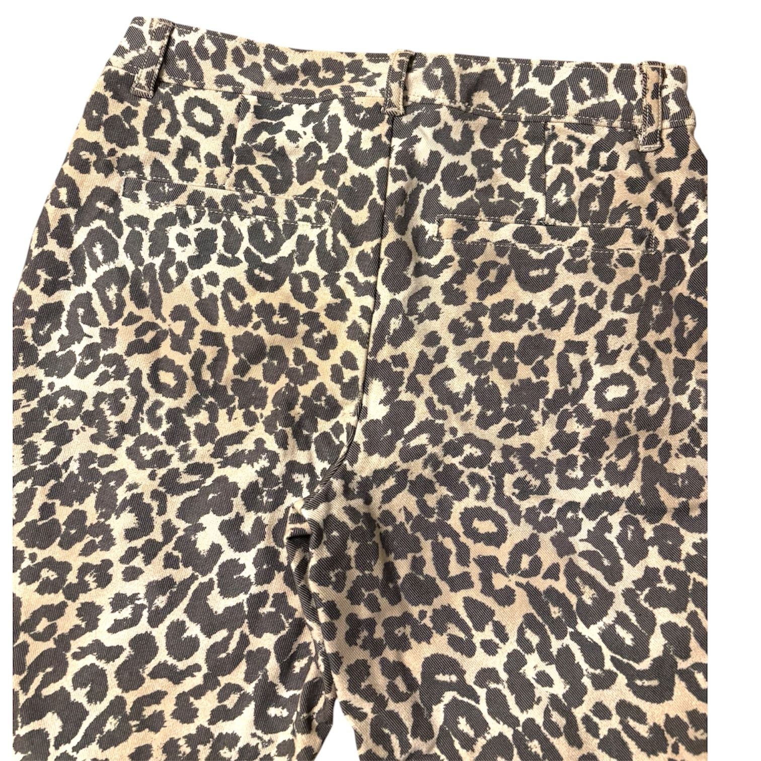 Free People Leopard Print Slim Pants Size 6 5