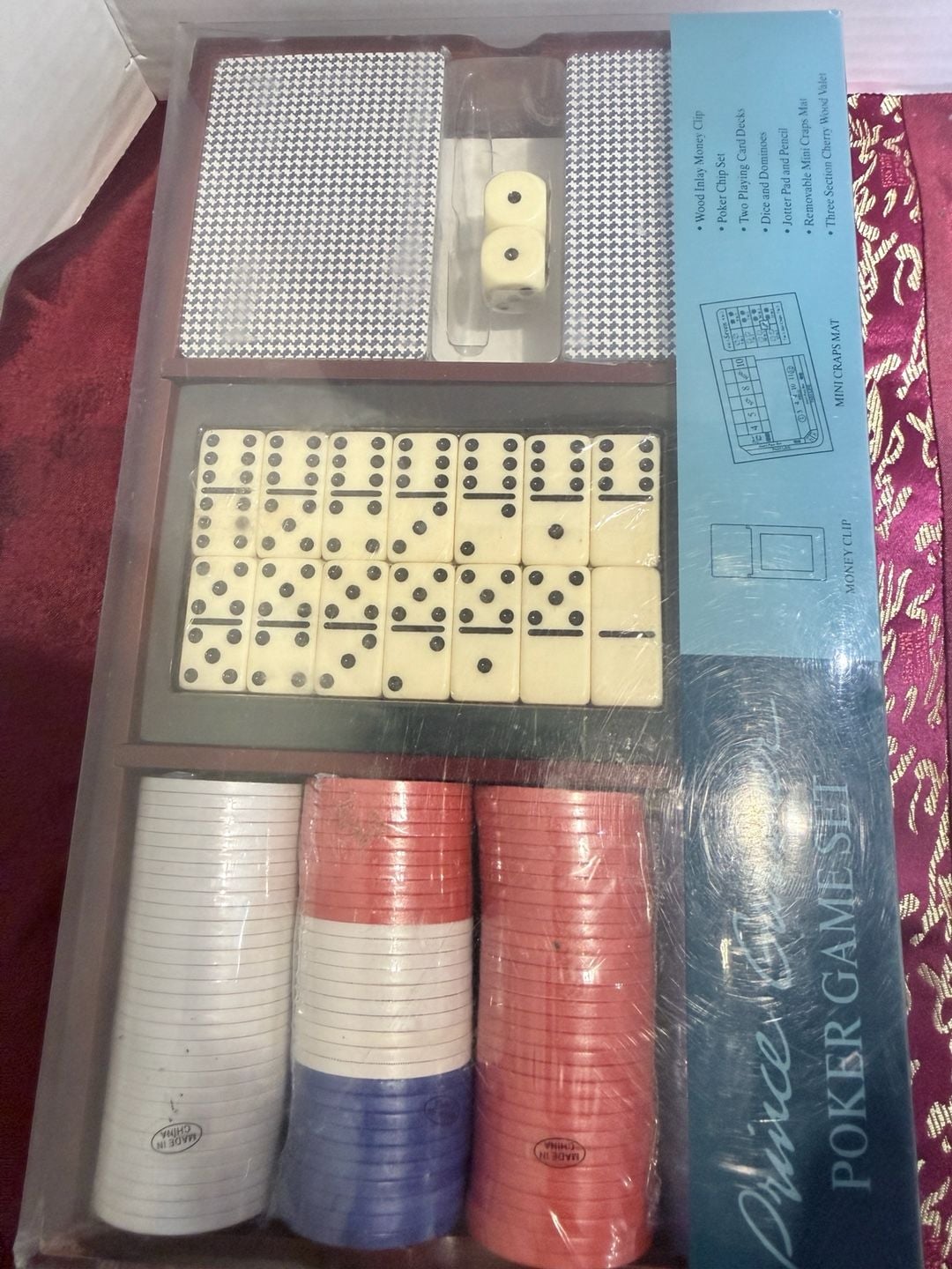 Prince Gardner Poker Game Set Cherry Wood Valet 1