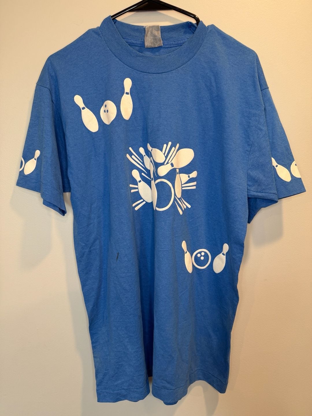 Vintage Bowling Graphic T-Shirt Blue Single Stitch 2